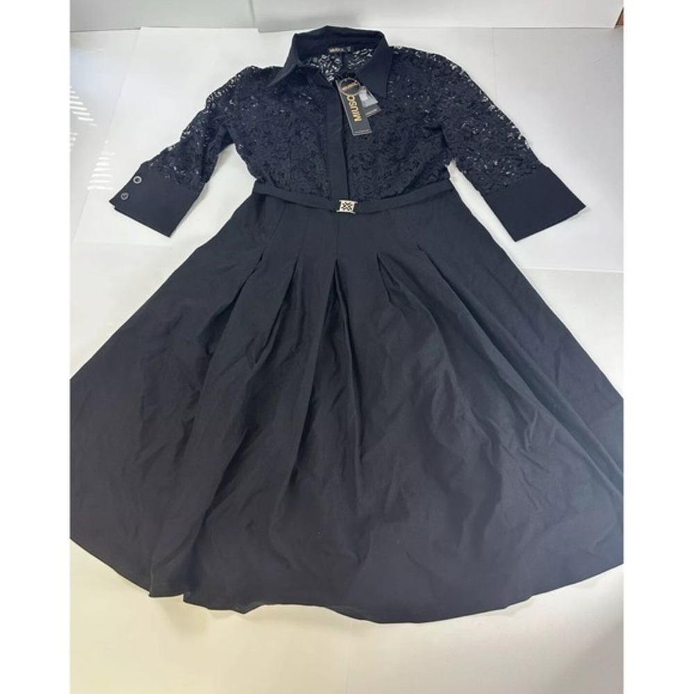 NWT Miusol Dress Black Lace Bodice Fit & Flare‎ Size M Party Cocktail Evening